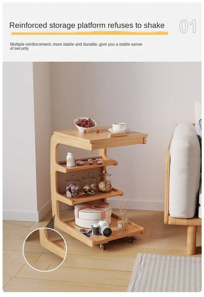 Solid Wood Movable Side Table