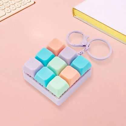 Mini 9-Key Fidget Stress Relief Toy & Keychain for Adults & Kids
