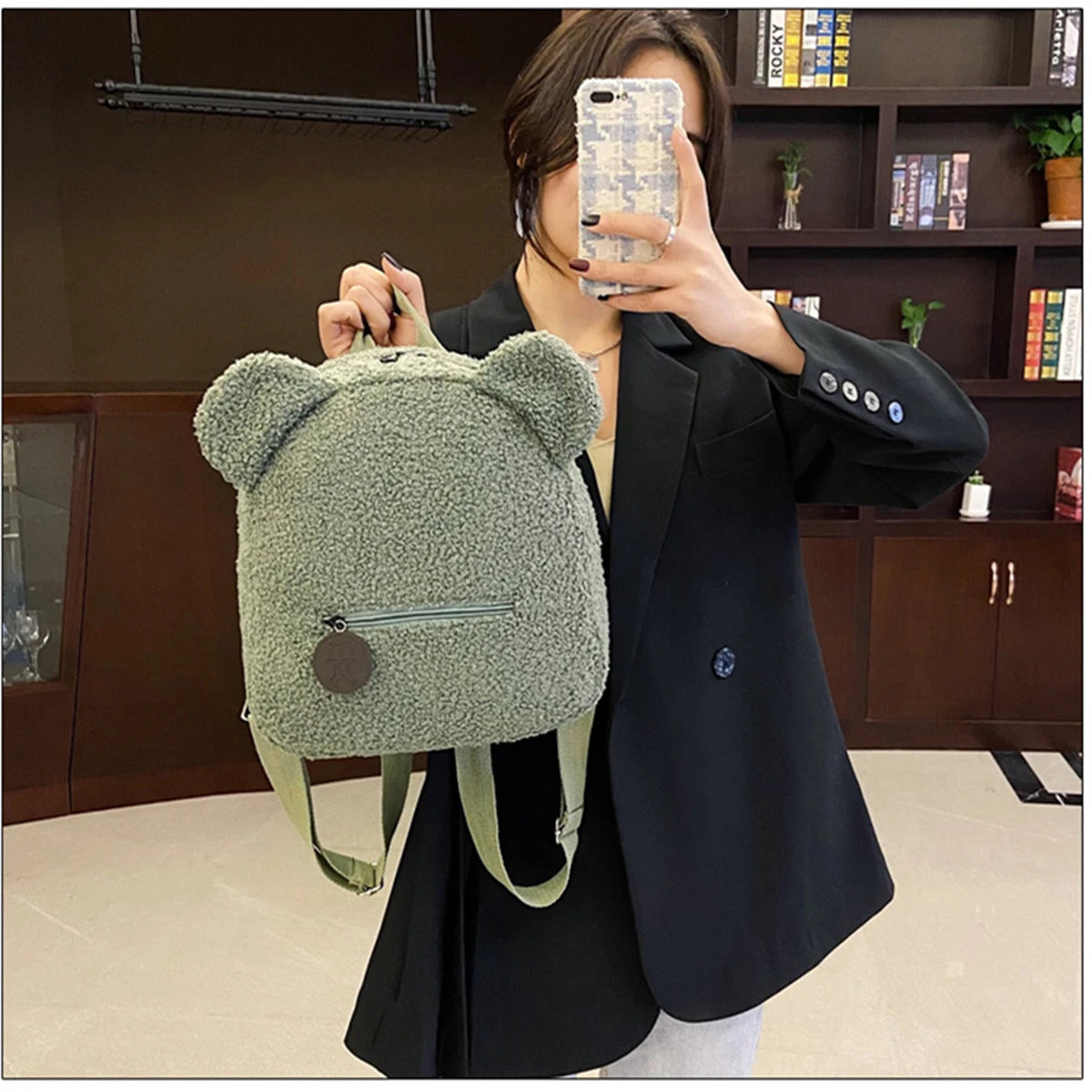 Plush Bear Ear Mini Backpack