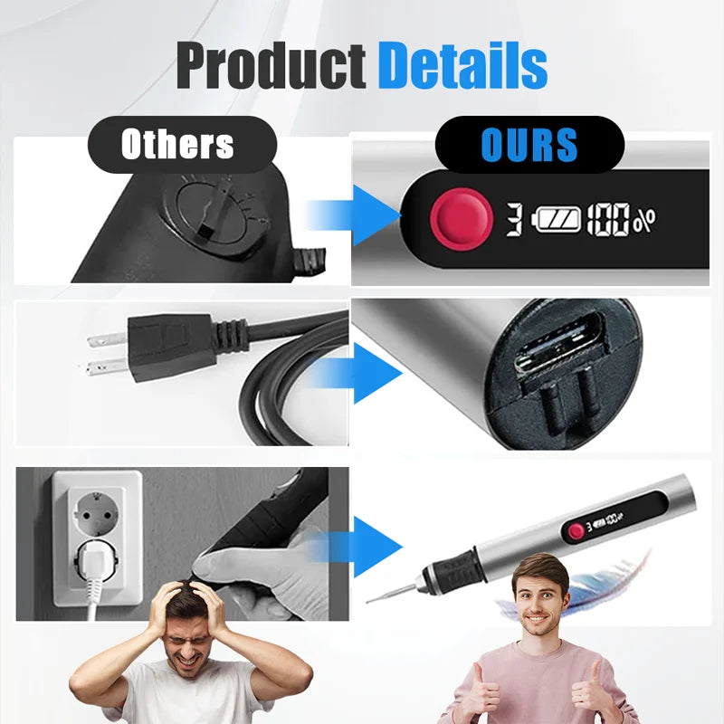 32-Piece USB Cordless Electric Engraving Pen Kit – Precision Carving & Polishing Tool