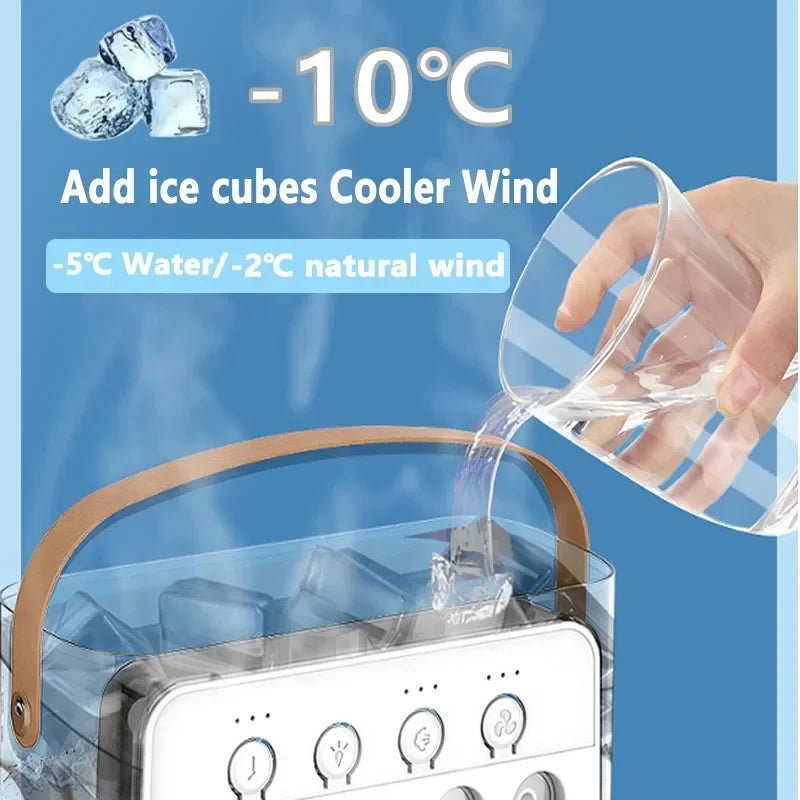 Advanced 3-in-1 Portable Air Cooler – Mini AC Fan + Humidifier + LED Night Light