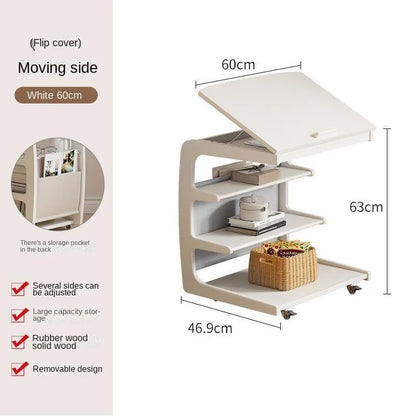 Solid Wood Movable Side Table