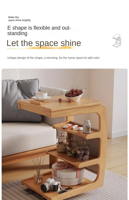 Solid Wood Movable Side Table