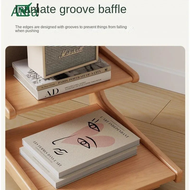 Solid Wood Movable Side Table