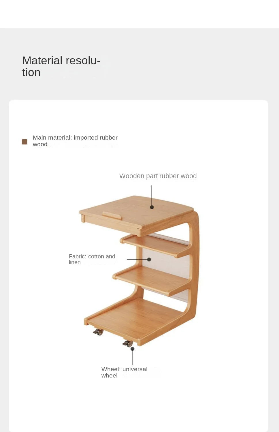 Solid Wood Movable Side Table