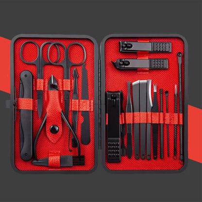 Stainless Steel Grooming Set with Leather Travel Case