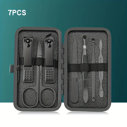 Stainless Steel Grooming Set with Leather Travel Case