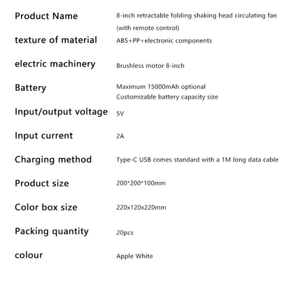 Portable Oscillating Standing Fan with Remote