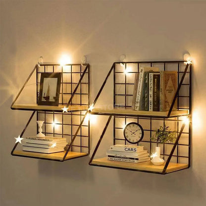 Wall Mounted Wood & Metal Hanging Shelf