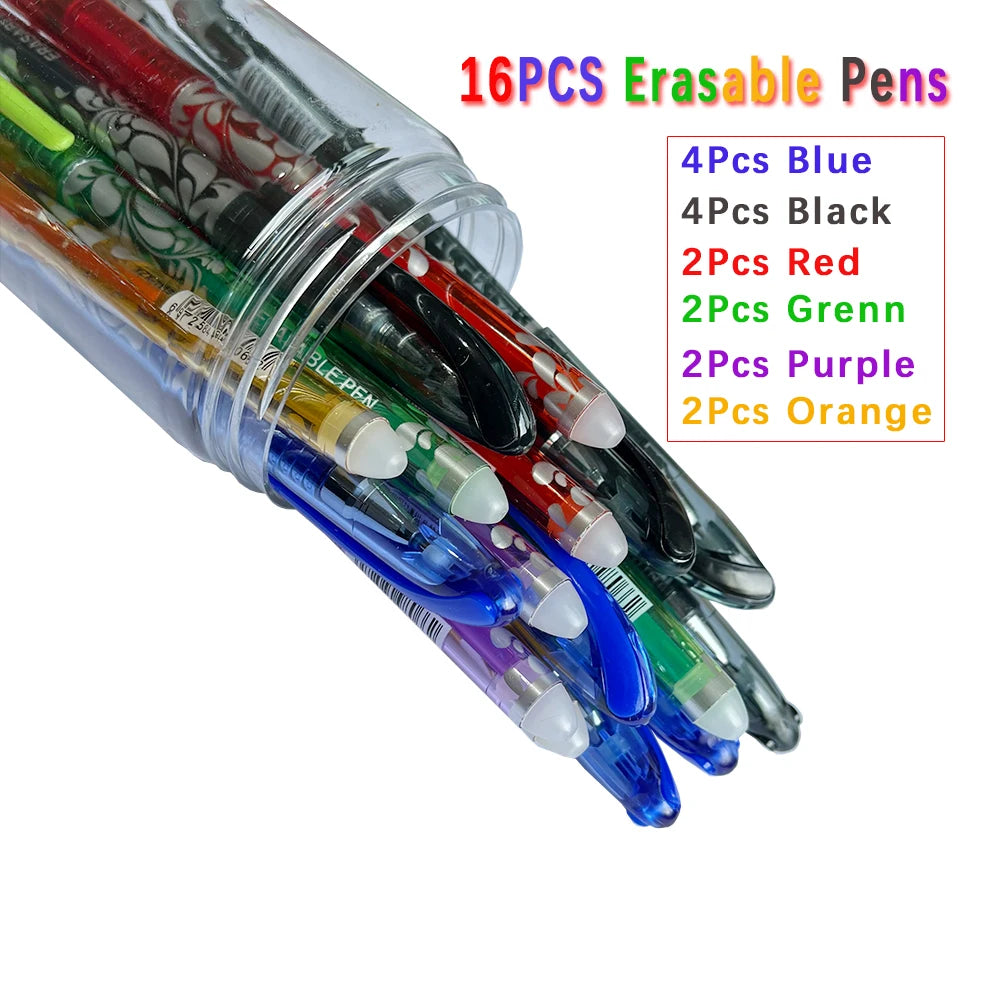MagicWrite™ Erasable Gel Pen Set – 16-Piece Multicolor Creativity Collection (0.5mm)