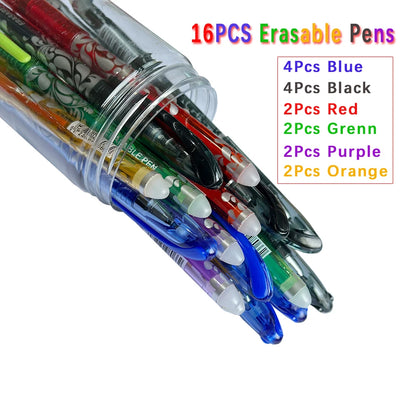 MagicWrite™ Erasable Gel Pen Set – 16-Piece Multicolor Creativity Collection (0.5mm)