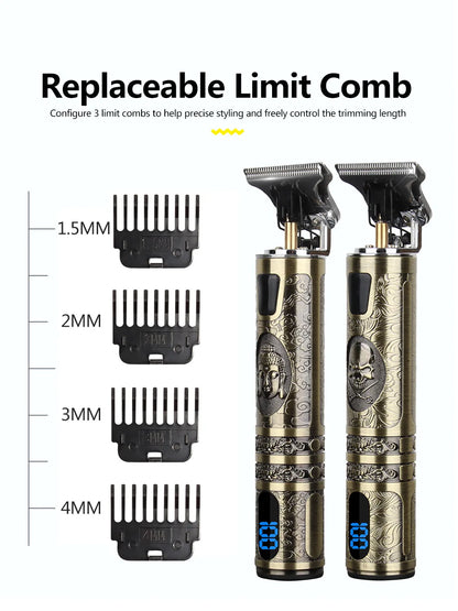 TrimMaster™ T9 LCD Precision Hair & Beard Trimmer – Professional Electric Clipper for Men