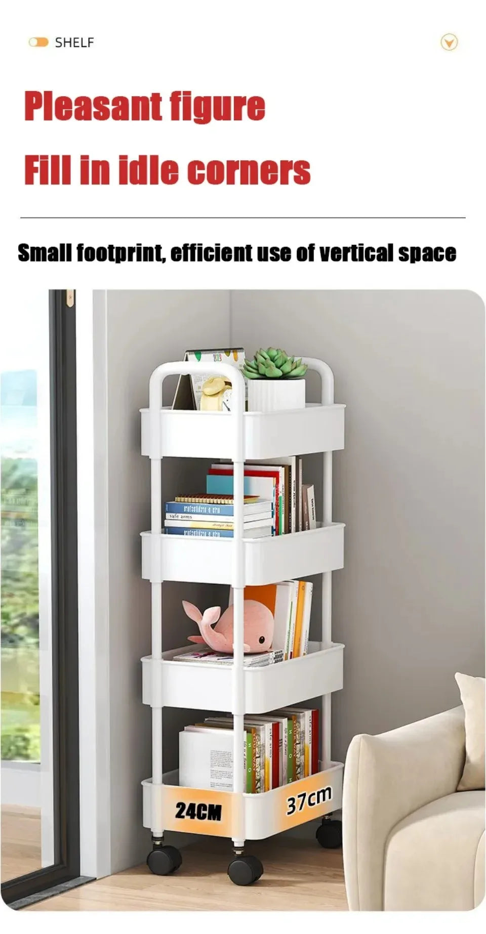 Mobile Storage Trolley – 5-Tier Organizer Cart with Wheels