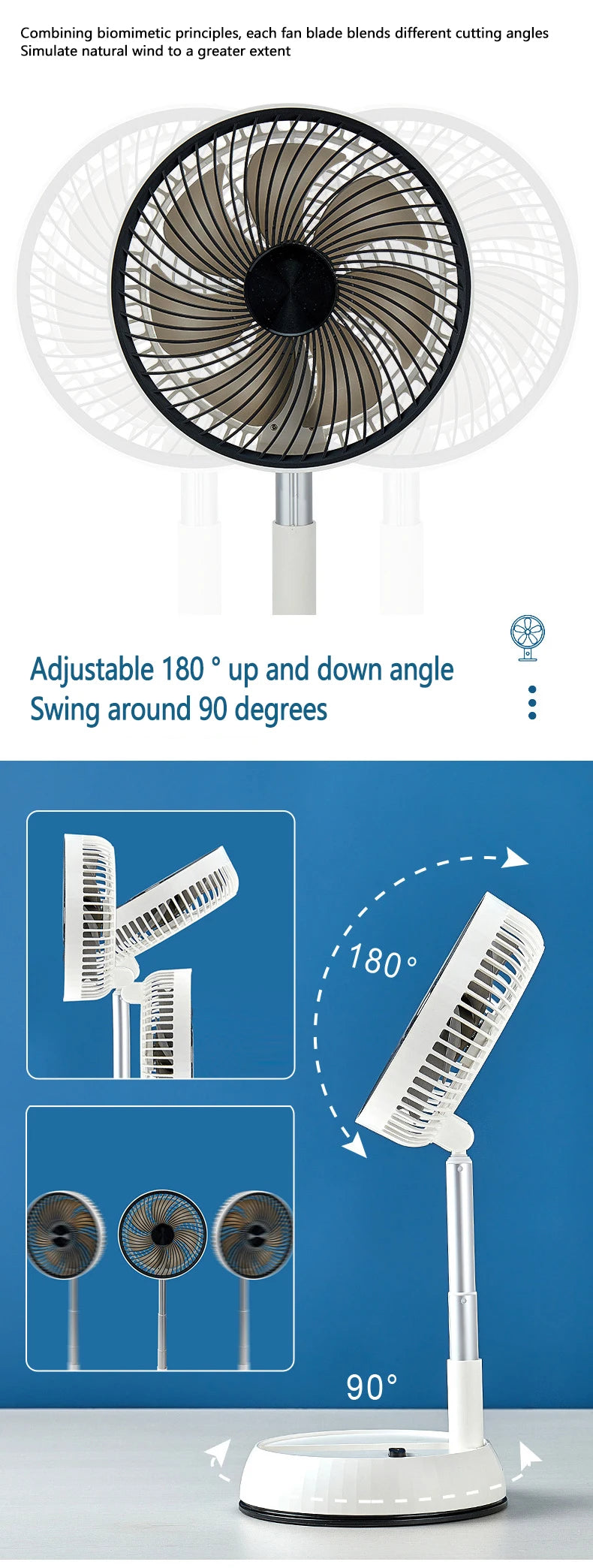 Portable Oscillating Standing Fan with Remote