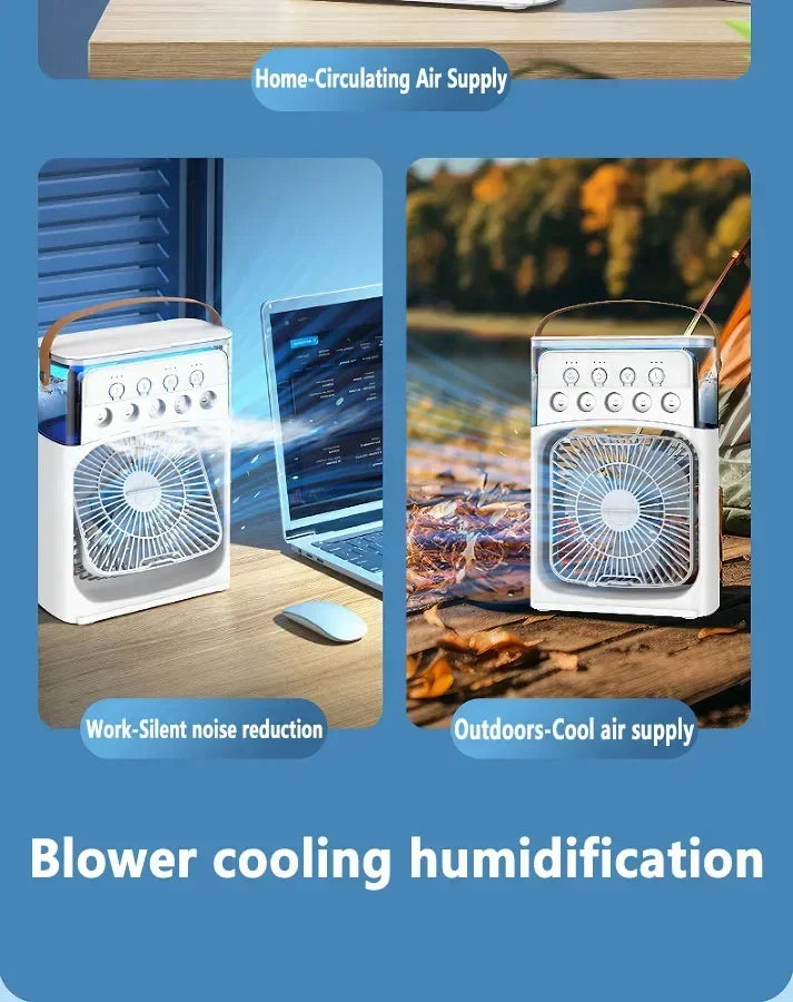 Advanced 3-in-1 Portable Air Cooler – Mini AC Fan + Humidifier + LED Night Light