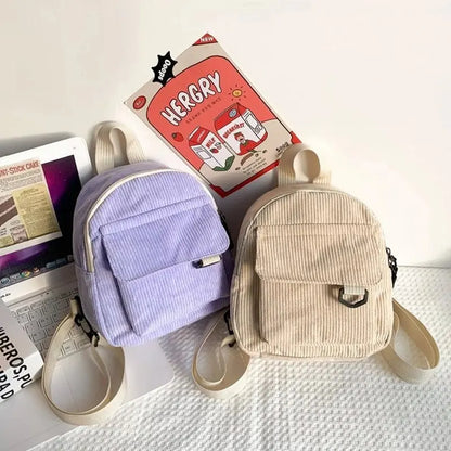Minimalist Striped Velvet Mini Backpack