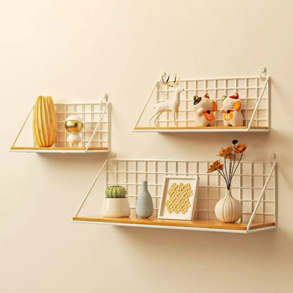 Wall Mounted Wood & Metal Hanging Shelf