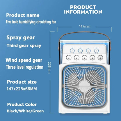 Advanced 3-in-1 Portable Air Cooler – Mini AC Fan + Humidifier + LED Night Light