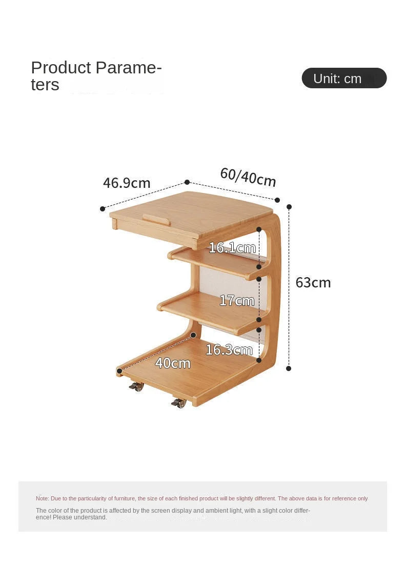 Solid Wood Movable Side Table