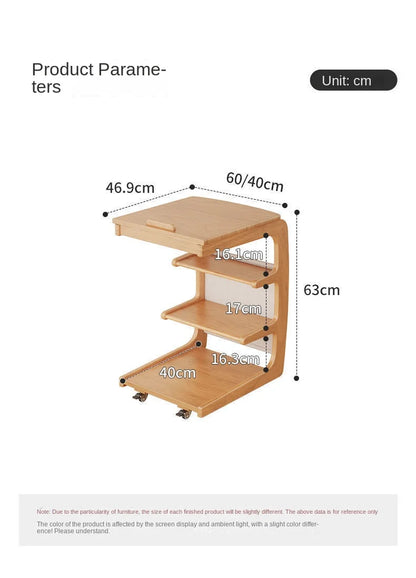 Solid Wood Movable Side Table