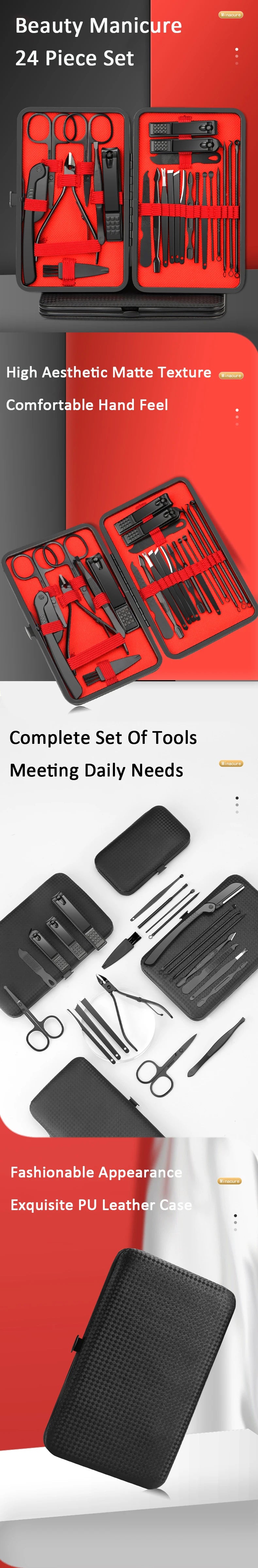 Stainless Steel Grooming Set with Leather Travel Case