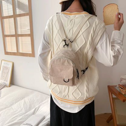 Minimalist Striped Velvet Mini Backpack