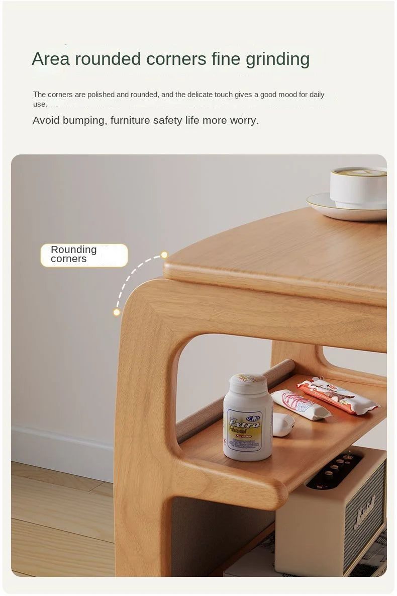 Solid Wood Movable Side Table