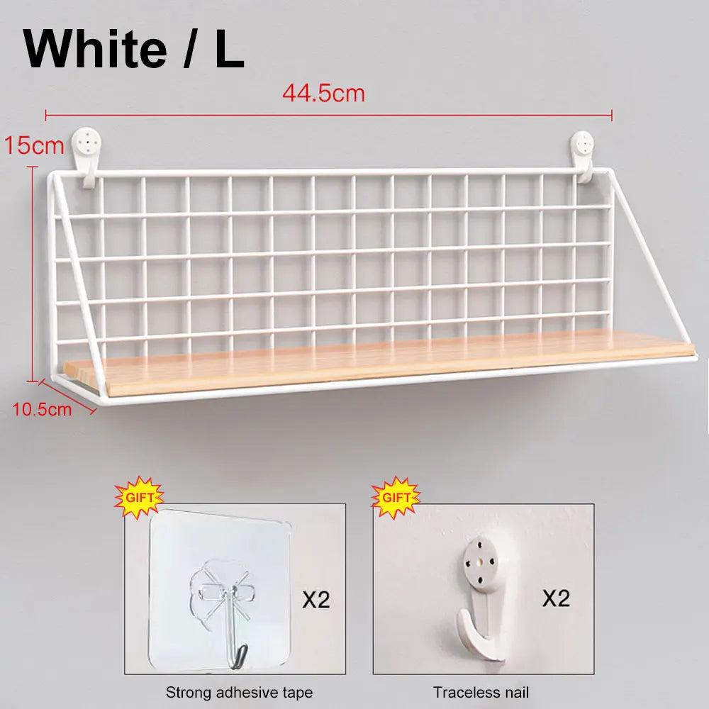 Wall Mounted Wood & Metal Hanging Shelf