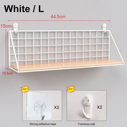 Wall Mounted Wood & Metal Hanging Shelf