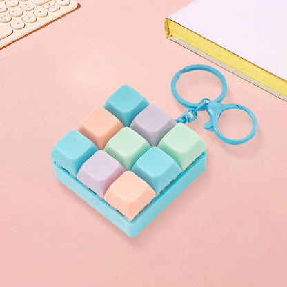 Mini 9-Key Fidget Stress Relief Toy & Keychain for Adults & Kids