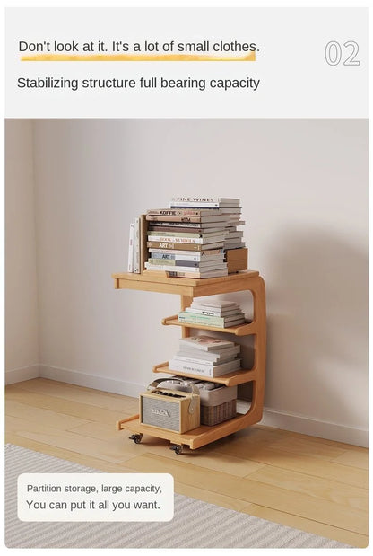Solid Wood Movable Side Table
