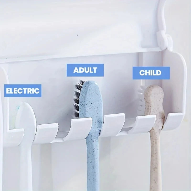 Wall-Mounted Automatic Toothpaste Dispenser & Toothbrush Holder Set