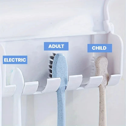 Wall-Mounted Automatic Toothpaste Dispenser & Toothbrush Holder Set