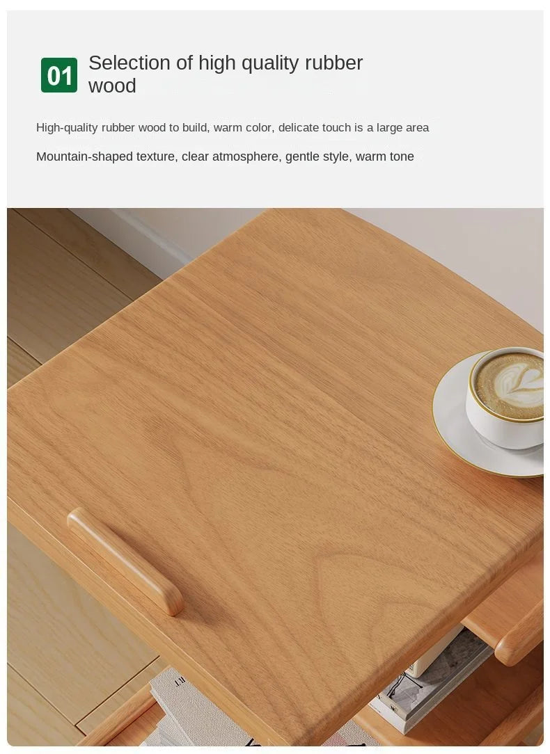 Solid Wood Movable Side Table