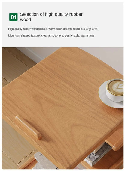 Solid Wood Movable Side Table