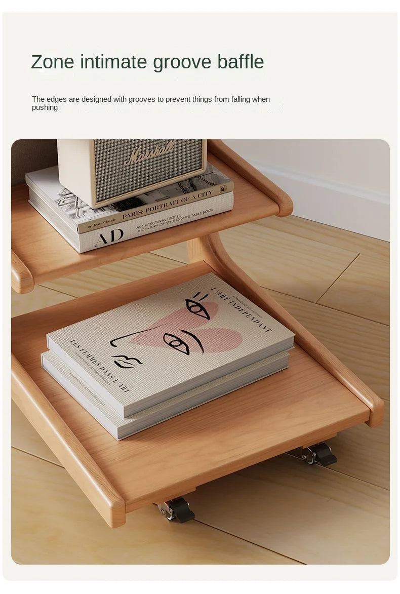 Solid Wood Movable Side Table