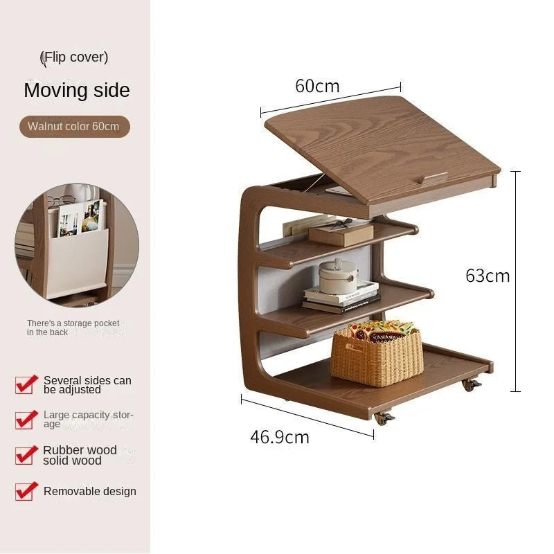 Solid Wood Movable Side Table