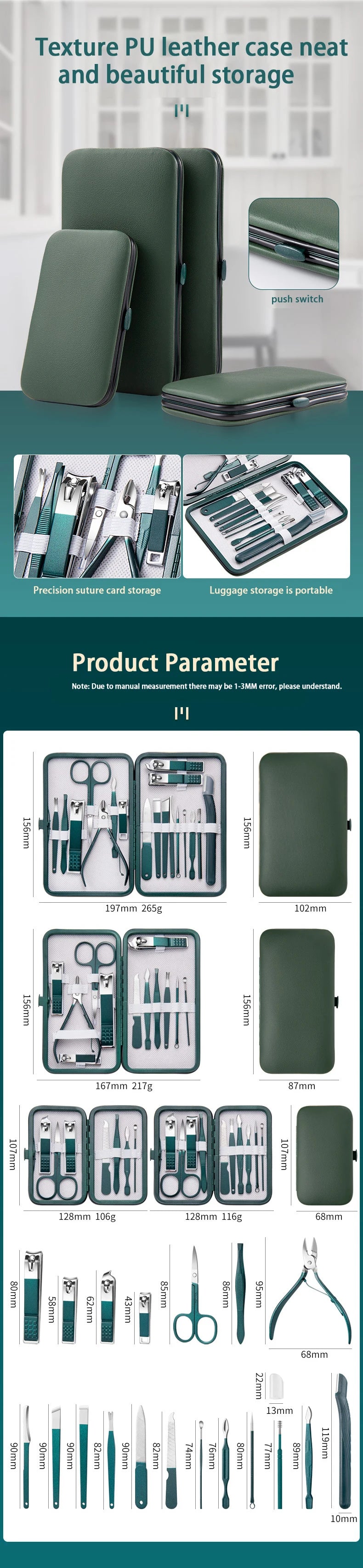 Deluxe Manicure & Pedicure Set With Travel Case