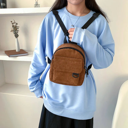 Minimalist Striped Velvet Mini Backpack