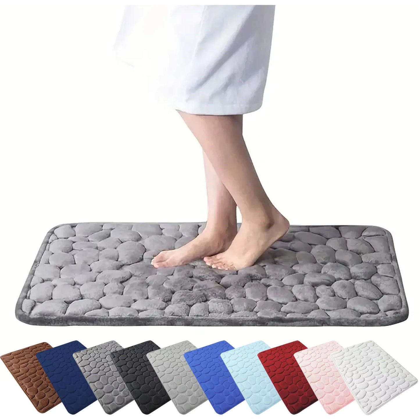 Cobblestone Embossed Bathroom Mat