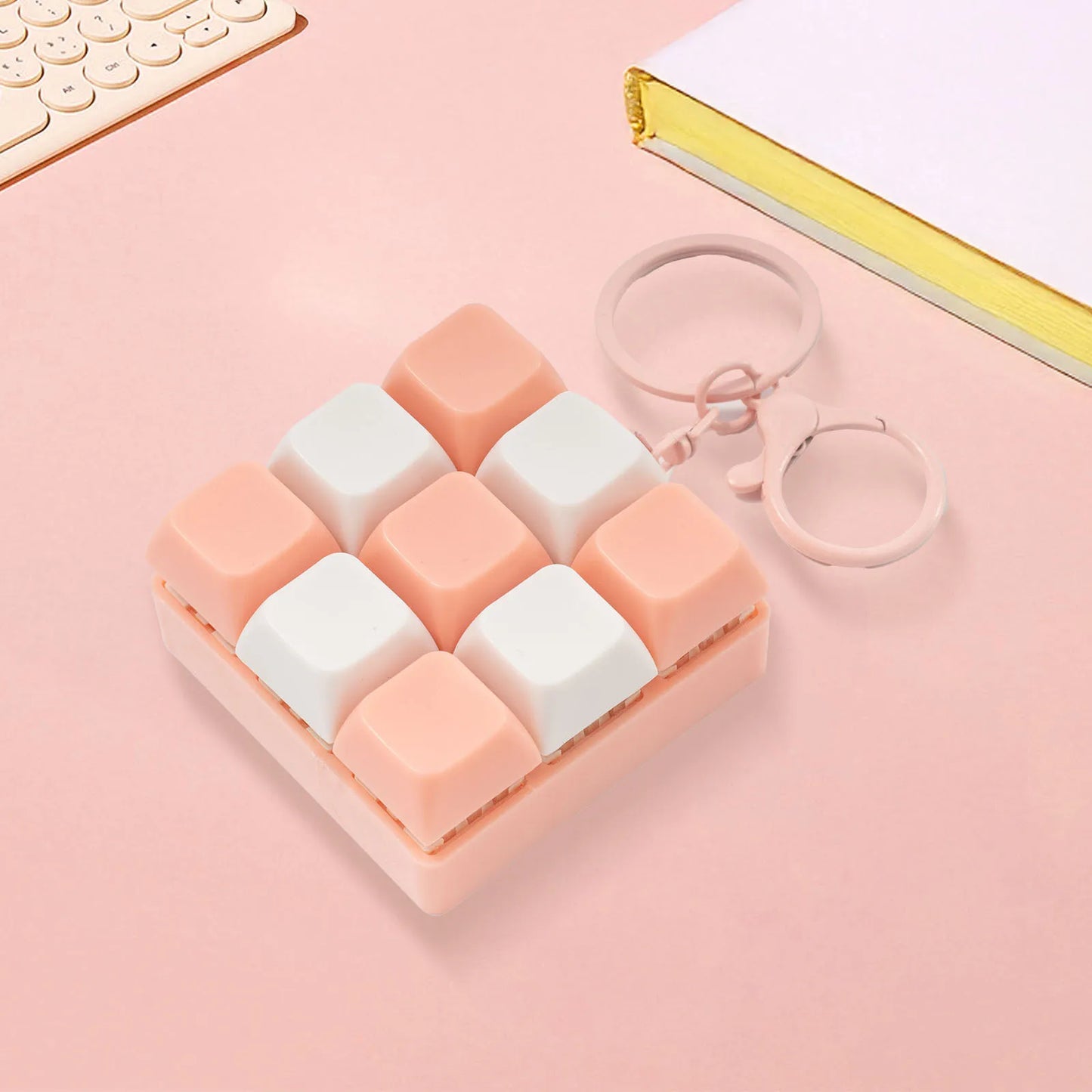 Mini 9-Key Fidget Stress Relief Toy & Keychain for Adults & Kids