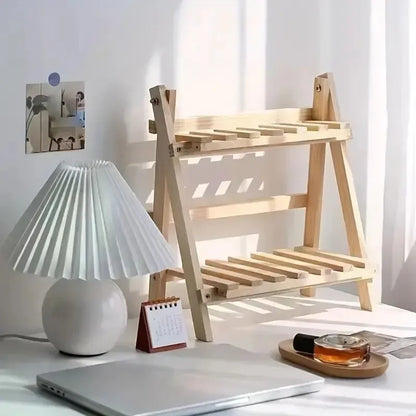 1pc Wooden 2-Tier Desktop Storage Shelf