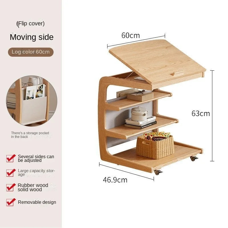 Solid Wood Movable Side Table