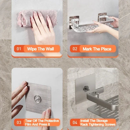 Wall-Mounted No-Drill Bathroom & Kitchen Shelf