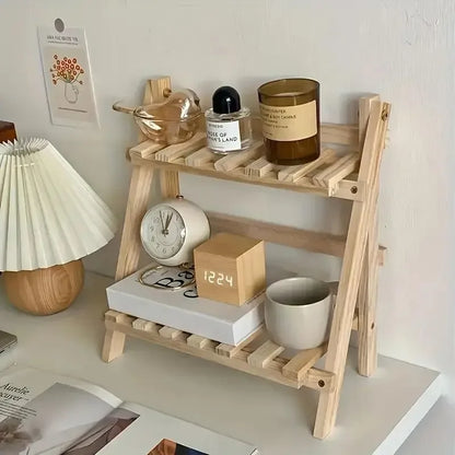 1pc Wooden 2-Tier Desktop Storage Shelf