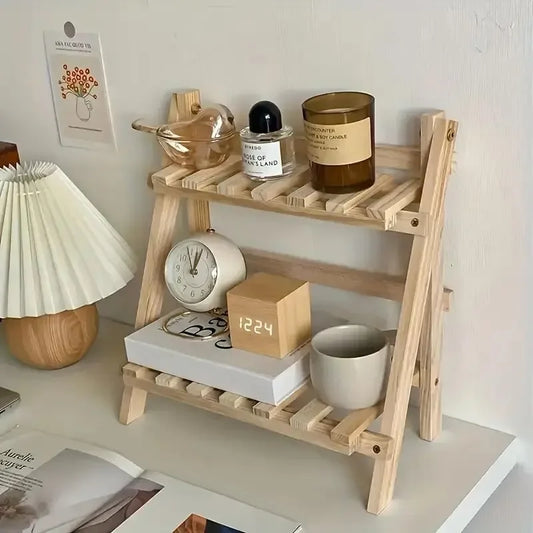 1pc Wooden 2-Tier Desktop Storage Shelf
