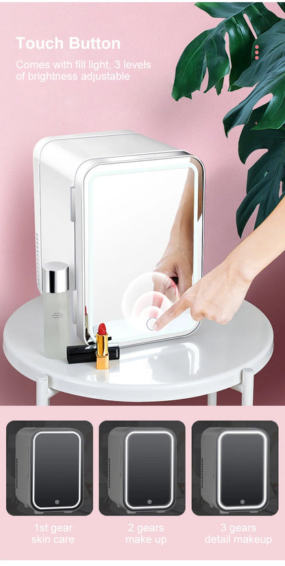 GLAMCHILL | 4L Mini Beauty Fridge with LED Mirror