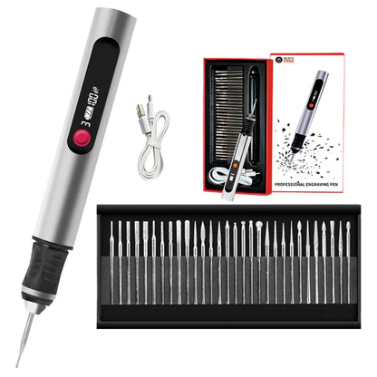 32-Piece USB Cordless Electric Engraving Pen Kit – Precision Carving & Polishing Tool