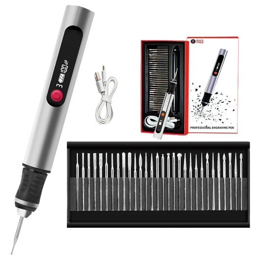 32-Piece USB Cordless Electric Engraving Pen Kit – Precision Carving & Polishing Tool