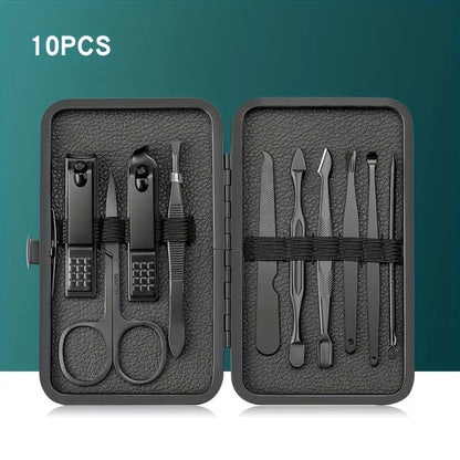 Stainless Steel Grooming Set with Leather Travel Case